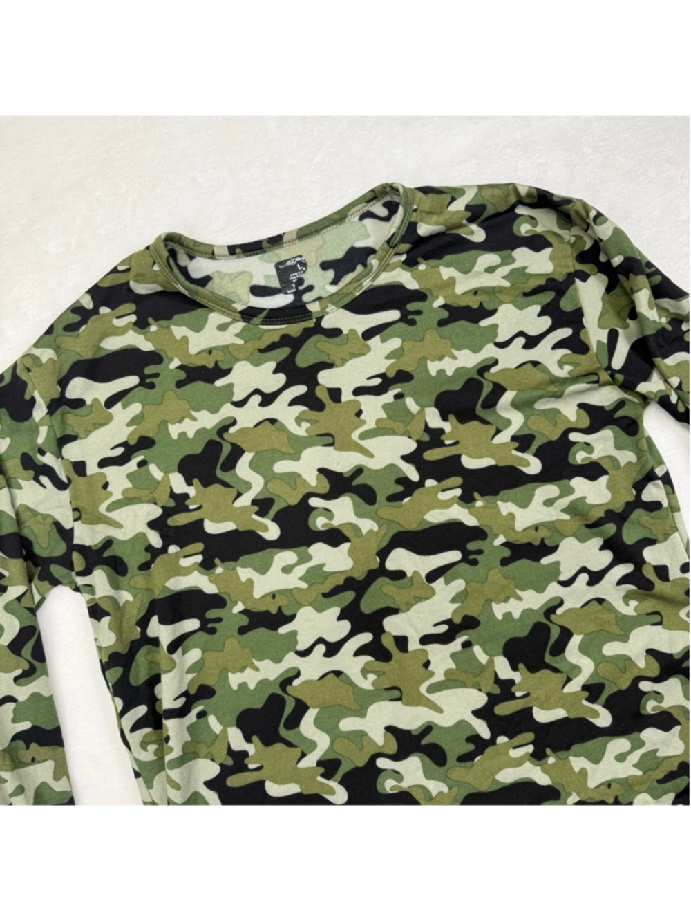 Men's Ed Hardy Long Sleeve Camo Tee Large Green Black